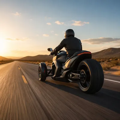 Futuristic Motorcycle Freedom on Open Highway