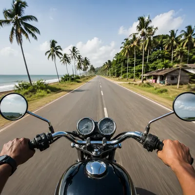 Motorcycle Freedom on Tropical Coastal Road