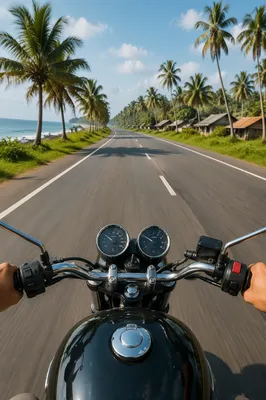 Motorcycle Freedom on Tropical Coastal Road