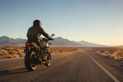Motorcycle Freedom on Desert Highway