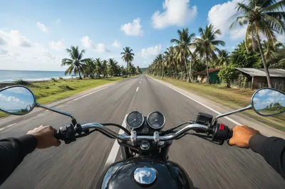 Motorcycle Freedom on Coastal Open Road