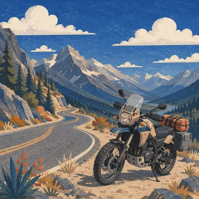 Adventure Motorcycle on Scenic Mountain Road