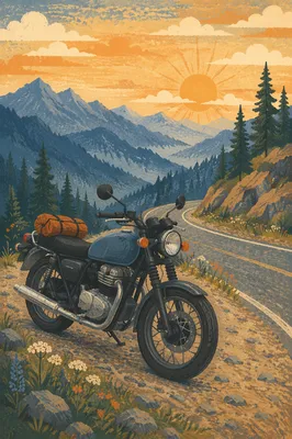 Sunrise Motorcycle on Scenic Mountain Road