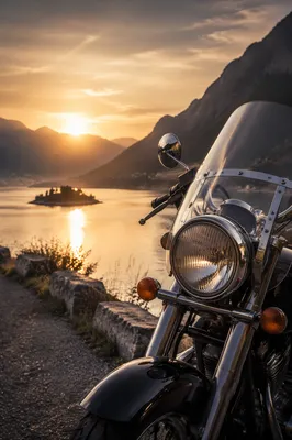 Classic Motorcycle at Mountain Lake Overlook