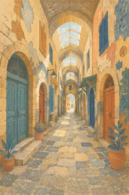 Historic Narrow Alley with Colorful Doors