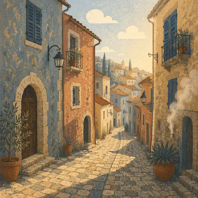 Narrow Cobblestone Lane in Old Europe