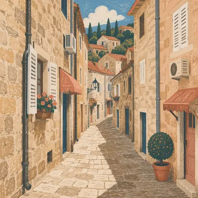 Narrow European Old Town Cobblestone Alley