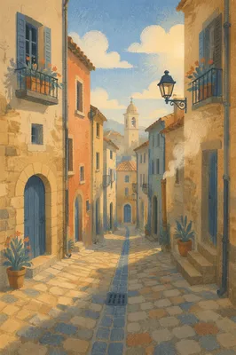 Narrow Cobblestone Lane in Old European Town
