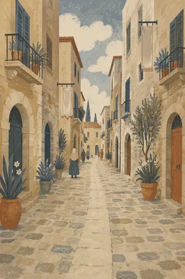 Quiet European Cobblestone Old Town Street