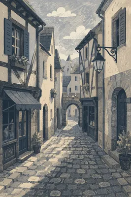 Quiet Cobblestone Lane in Old Europe