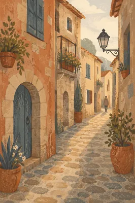 Quiet European Cobblestone Lane at Sunrise