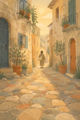 Sunrise Cobblestone Lane in Old Europe