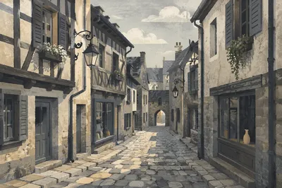 Quiet Cobblestone Lane in Old Europe