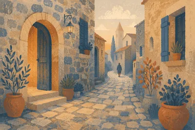Quiet Cobblestone Lane in Old Europe