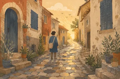 Quiet Cobblestone Morning in Old Europe