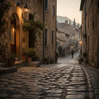 Quiet Cobblestone Lane in Old Europe