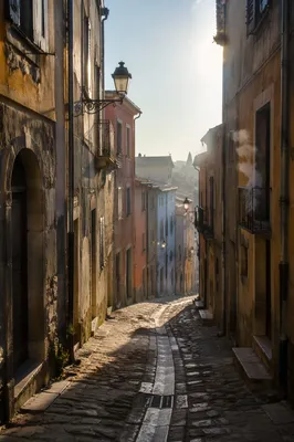 Narrow Cobblestone Lane in Historic Europe
