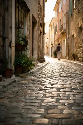 Quiet European Cobblestone Lane at Sunrise