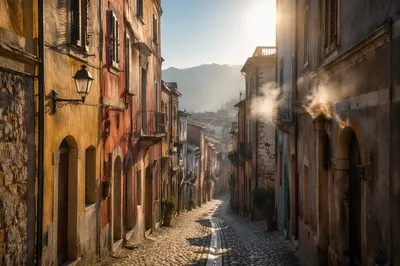 Narrow Cobblestone Lane in Old Europe