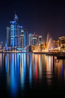 Modern Waterfront Skyline at Night