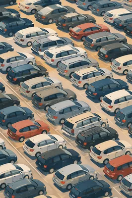 Aerial View of Busy Travel Parking Lot