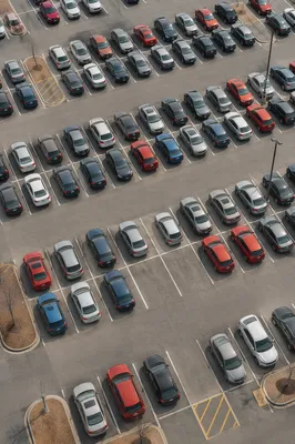 Aerial View of Organized Travel Parking Lot