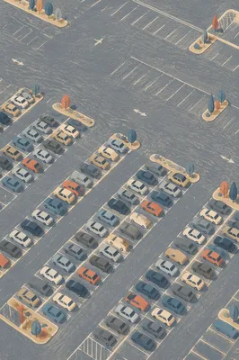 Aerial Parking Lot Rows Near Transit