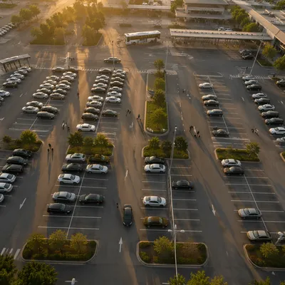 Aerial Parking Lot at Morning Transit Hub