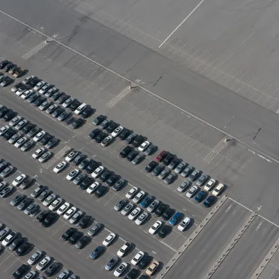 Aerial View of Orderly Travel Parking Lot
