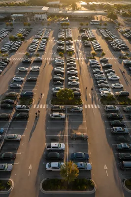 Aerial Parking Lot at Morning Transit Hub
