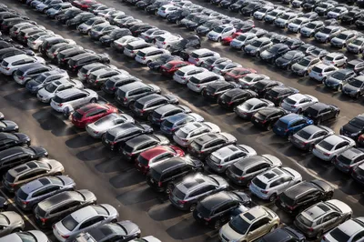 Aerial View of Busy Travel Parking Lot