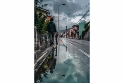Quiet Rainy City Walk with Reflections