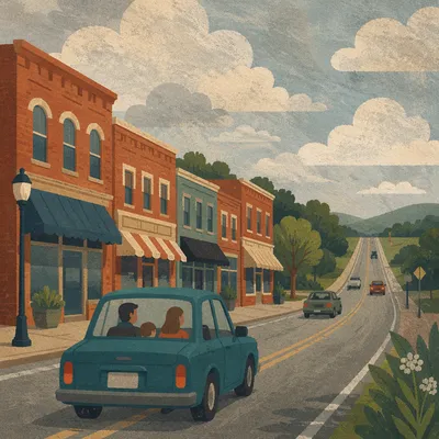 Small Town Road Trip Highway View