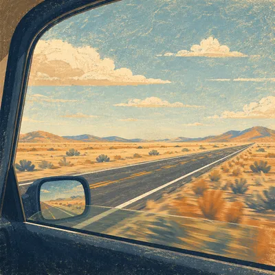 Open Highway Through Car Window