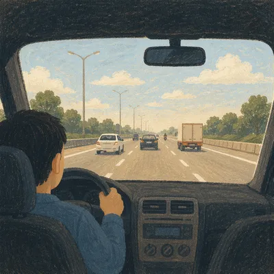Open Highway View From Car Window