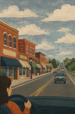 Small Town Road Trip Highway View