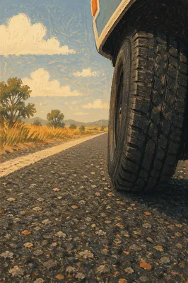 Golden Highway Road Trip Tire Closeup