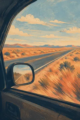 Open Highway View From Car Window