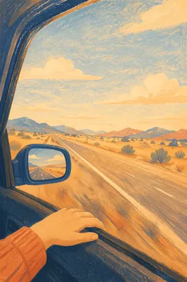 Open Highway Desert View From Car