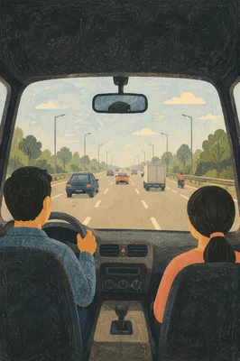 Open Highway View From Car Window