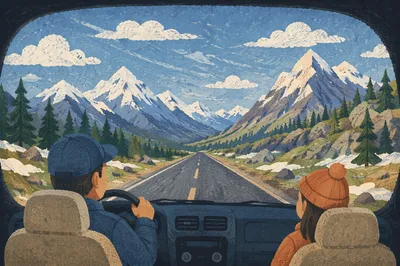 Open Highway Through Alpine Valley