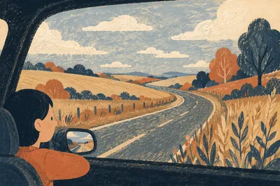 Black and White Highway Window View