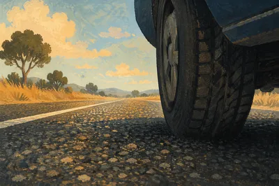 Golden Highway Road Trip Tire Closeup