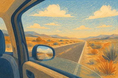 Open Highway View From Car Window