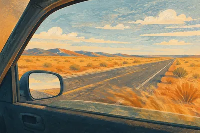 Open Highway View from Car Window