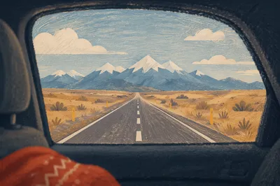 Open Highway View from Car Window