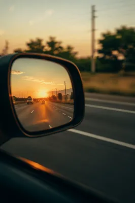 Sunset Highway Road Trip Mirror View