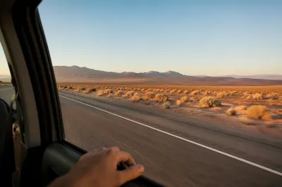 Open Highway View From Car Window