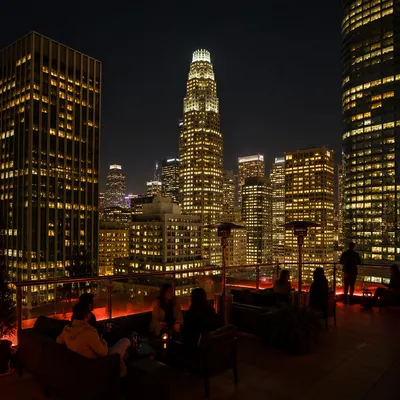 Elegant Rooftop Terrace Above Night City
