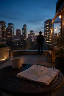Quiet Rooftop Cityscape at Blue Hour